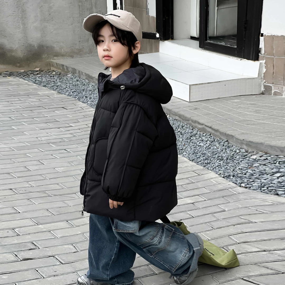 儿童棉服中长款男女童加厚连帽休闲外套冬季保暖大童韩版冬款秋冬