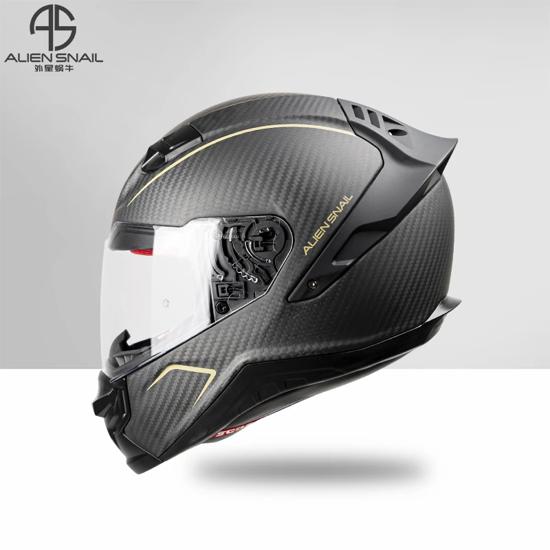 外星蜗牛碳纤维全盔摩托车头盔男机车骑行赛车户外骑士装备全覆式