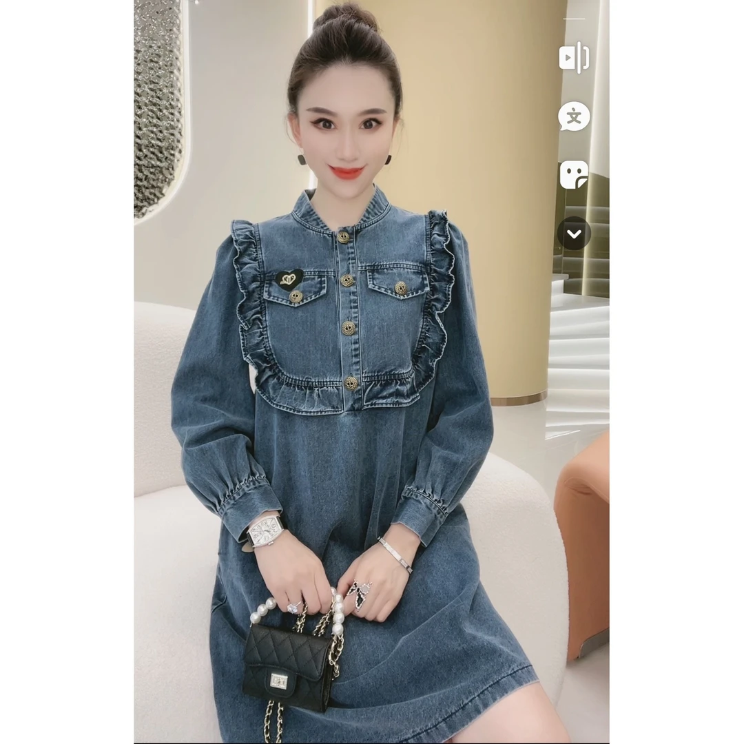 林果&季得 【北悸安凉】设计师款牛仔时尚中长连衣裙