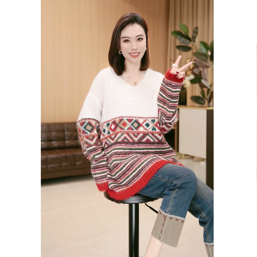 林果&季得 【画秋】时尚减龄气质秋季百搭女士长袖款毛衣