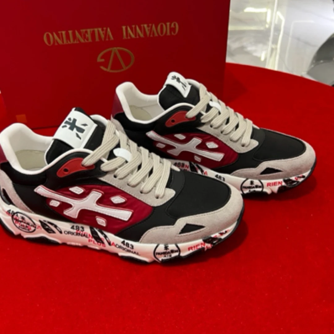 新款欧货高档斯丹sidan品牌男鞋2025这款百搭潮牌米字鞋男士拼色