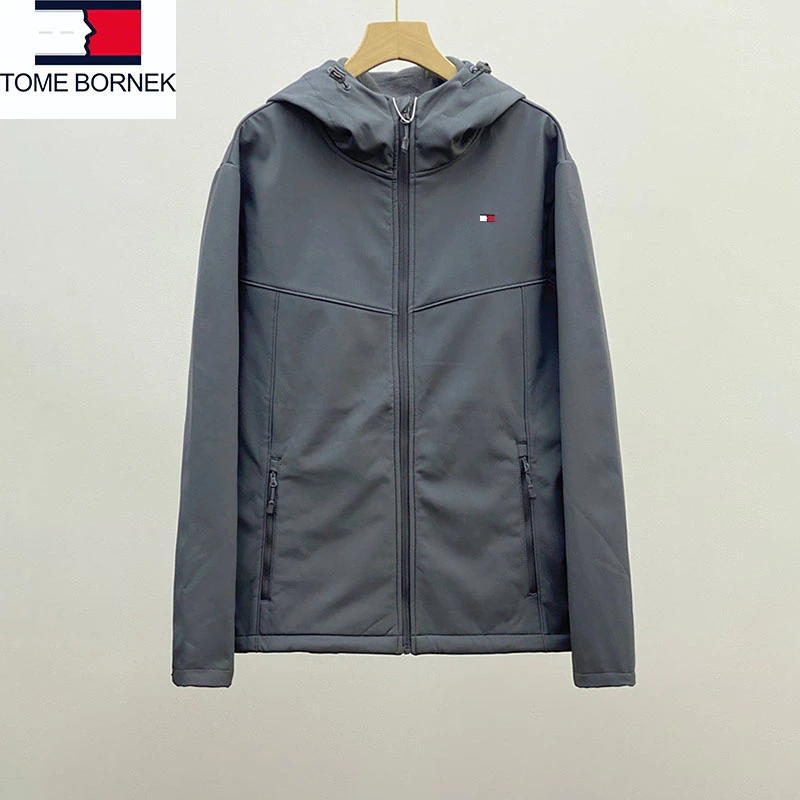 汤米希凯利正品冲锋衣男款秋冬季新款轻奢户外休闲连帽软壳外套男