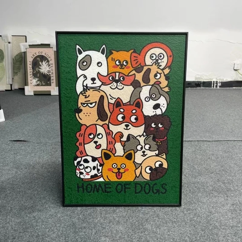 卡通北欧狗狗装饰画沙发背景墙挂画小众动物之家壁画小狗5070