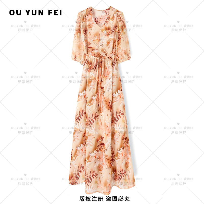 2024新款夏季显瘦穿搭轻奢气质时尚中长款裙子女装连衣裙F1500