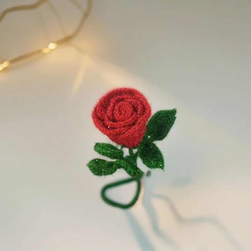 无指妈妈成品手工编织diy玫瑰毛线花圣诞节送女朋友礼物摆件装饰