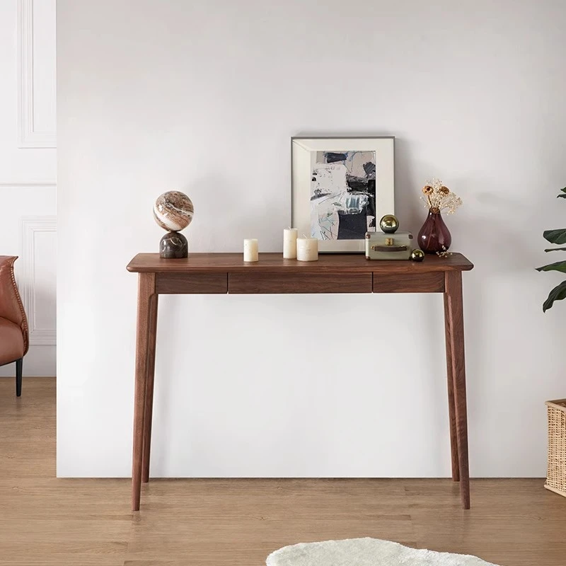 条案现代简约黑胡桃木窄桌北欧玄关供桌条几实木新中式条桌供台