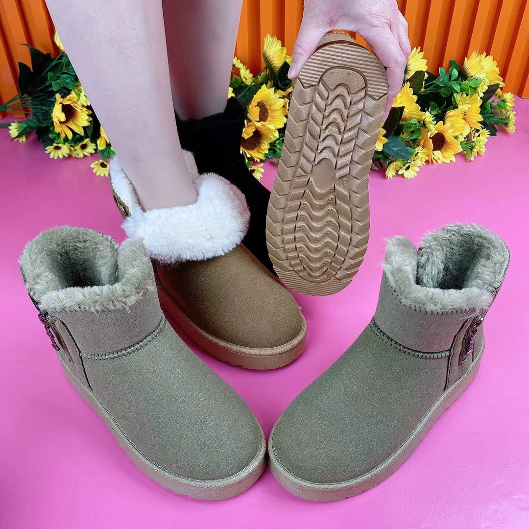 周冬雨同款厚底雪地靴女2024新款冬季男女同款短筒棉加厚外穿棉鞋