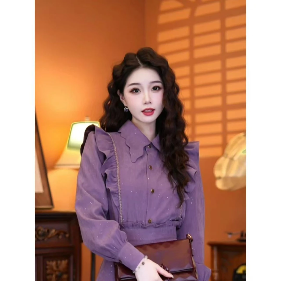 蒋蒋【青瓷】2024秋款简约小众气质设计感衬衫上衣00963