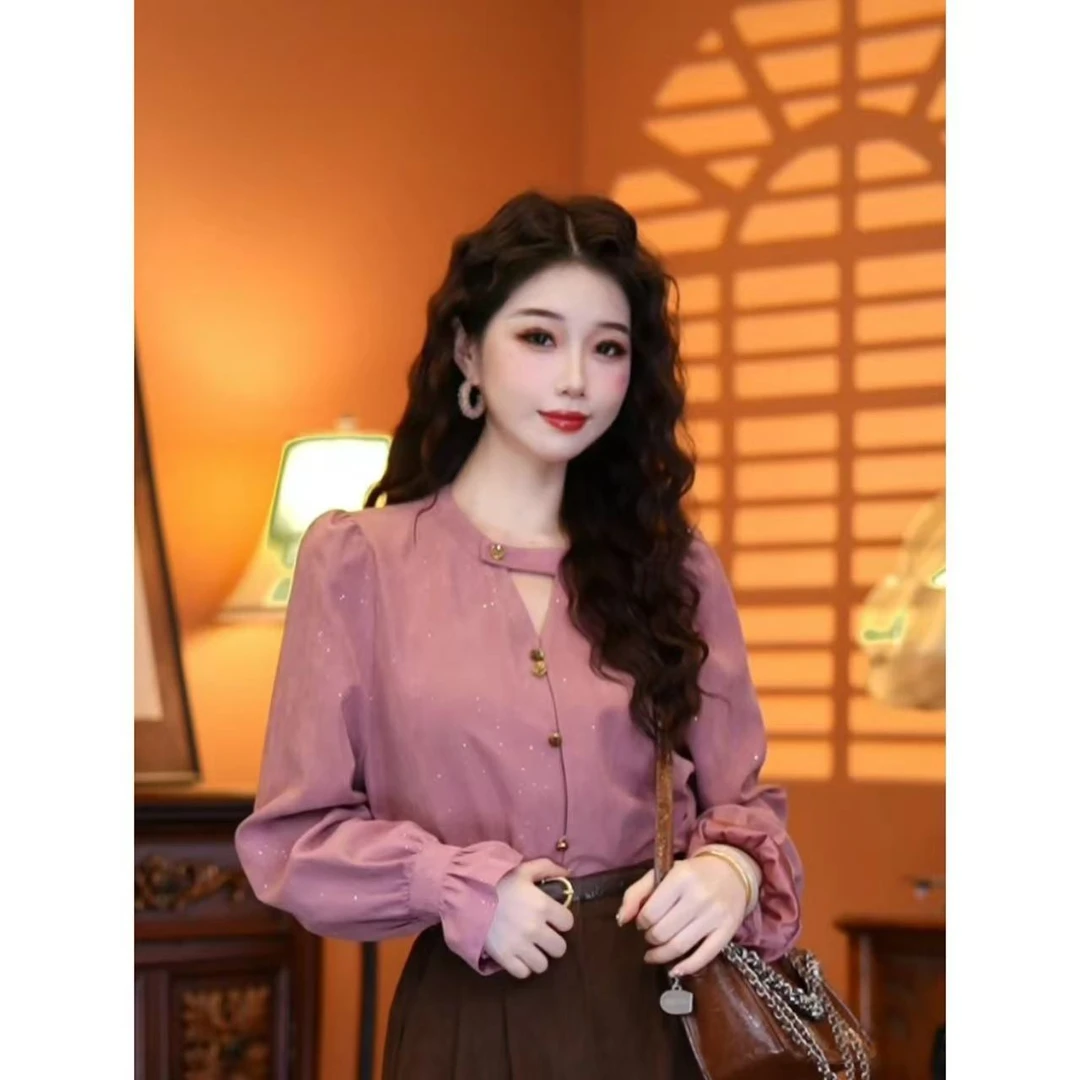 蒋肉肉【惬意时光】港风气质显瘦设计减龄新款上衣00908