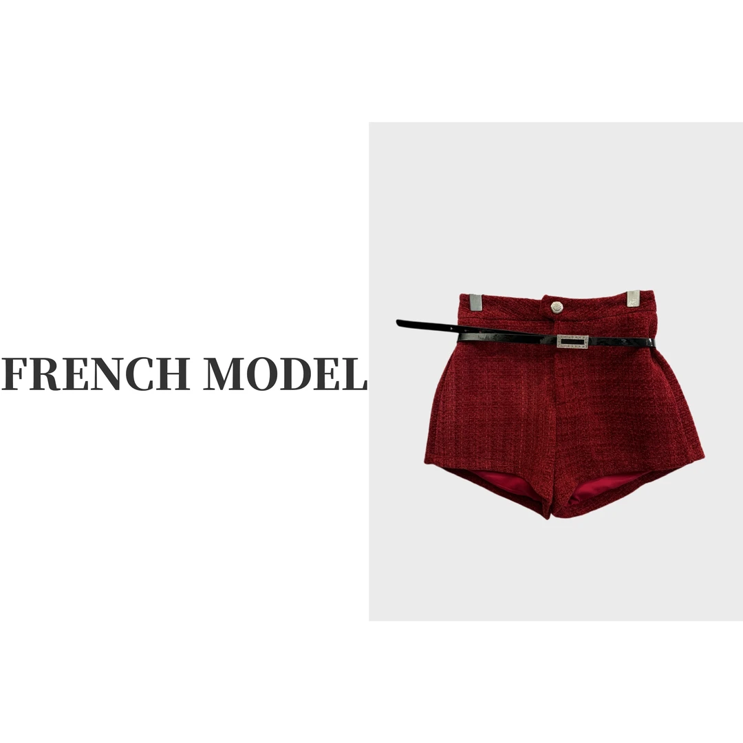 法模FRENCH MODEL .2024秋季腰带纹理设计师短裤女装40960379