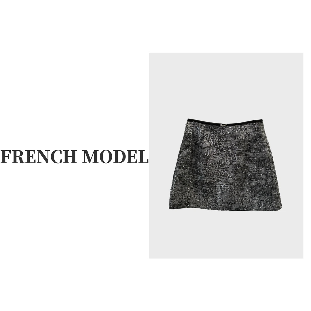 法模FRENCH MODEL .2024秋季时装设计亮片半裙短裙女40960274