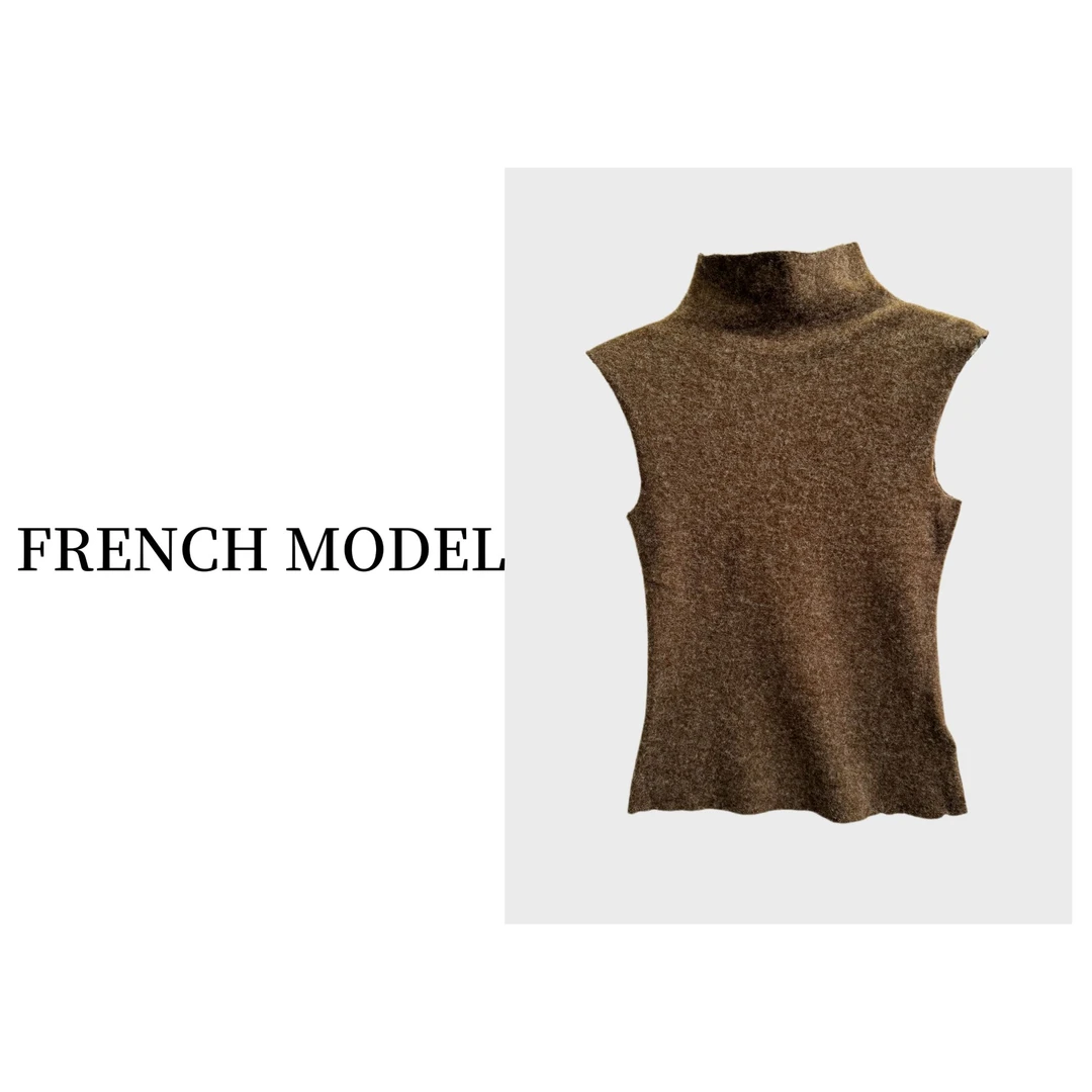 法模FRENCH MODEL .2024秋立领无袖雪花上衣打底衫 41160594