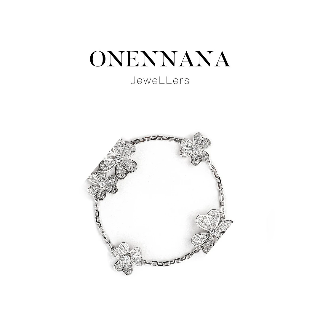 925银手链 Onennana 重工满镶五花立体纹理仙女手链HJ231305