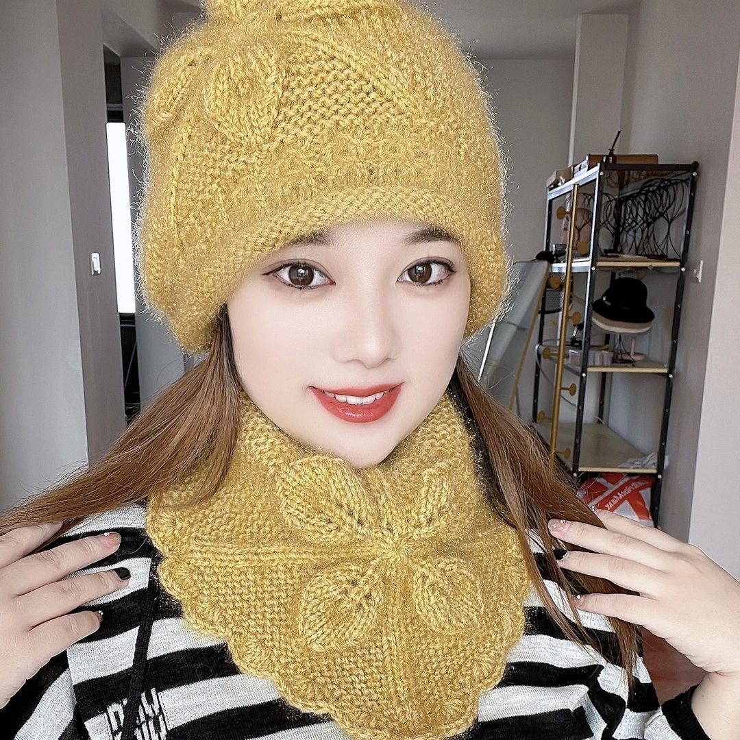 冬季新款四叶草纯手工编织帽子松鼠绒保暖时尚百搭