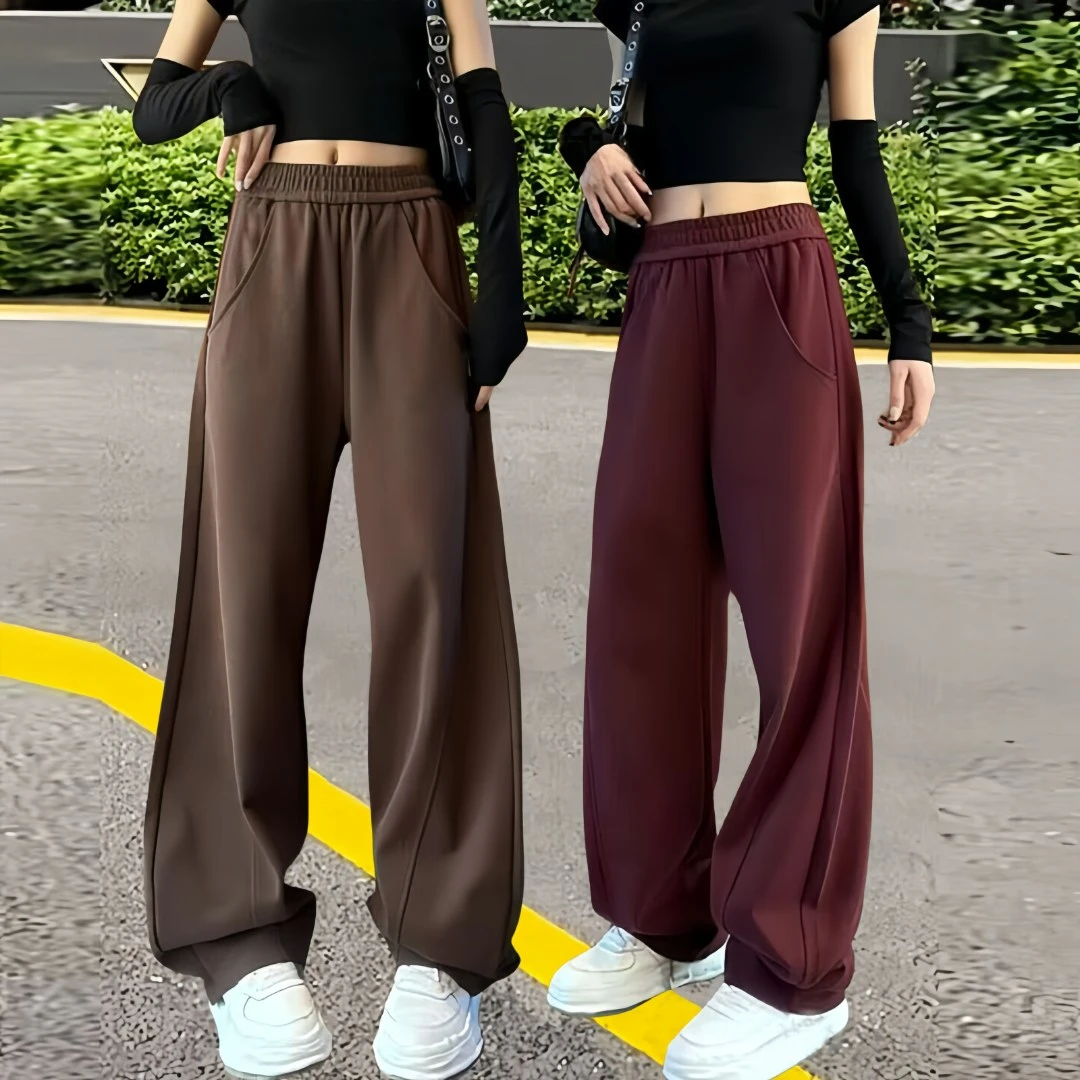 女裤2025春季新款卫裤香蕉裤高腰垂感直筒裤休闲裤阔腿裤小个子