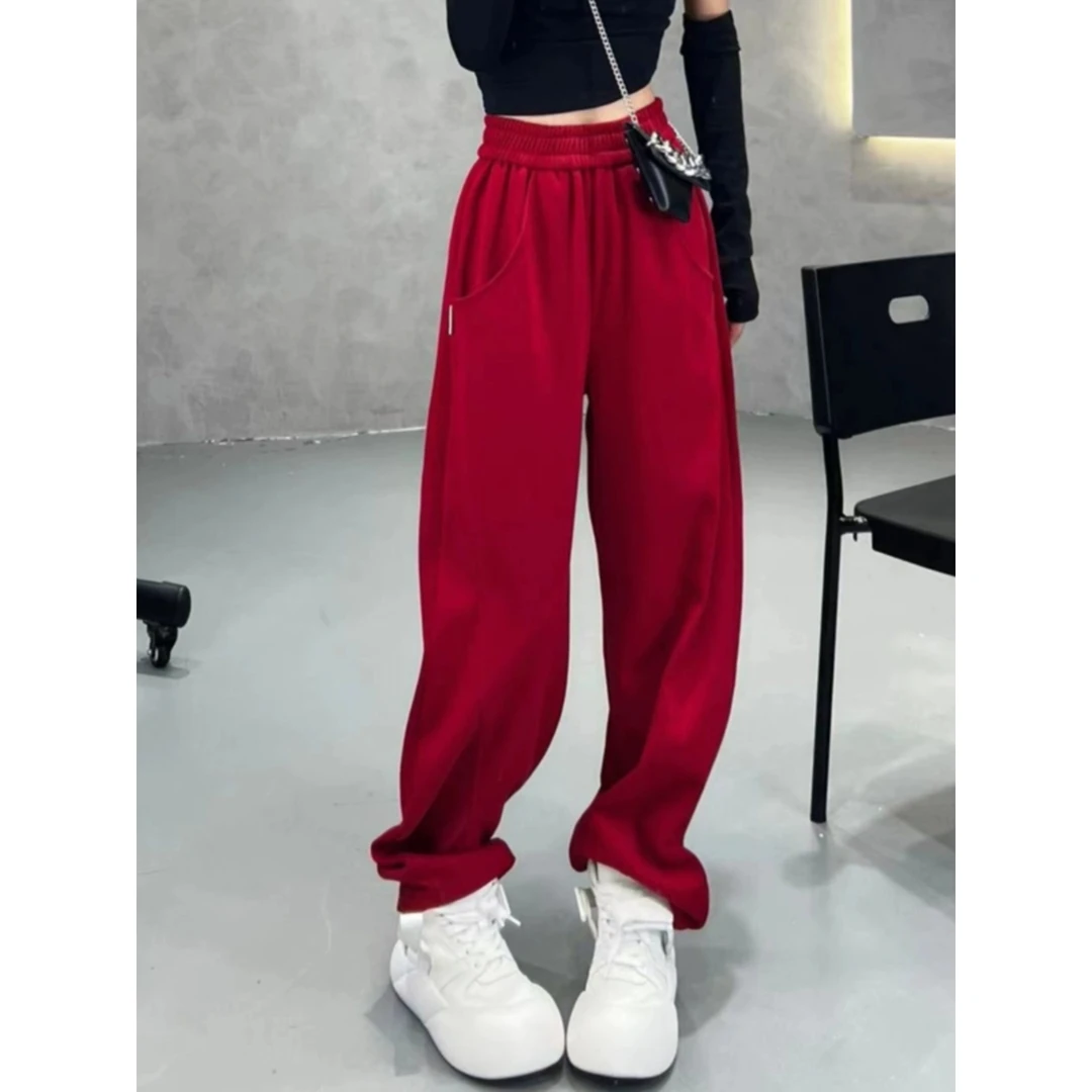 美式街头宽松休闲阔腿香蕉裤女早秋2023新款高腰显瘦百搭直简卫裤