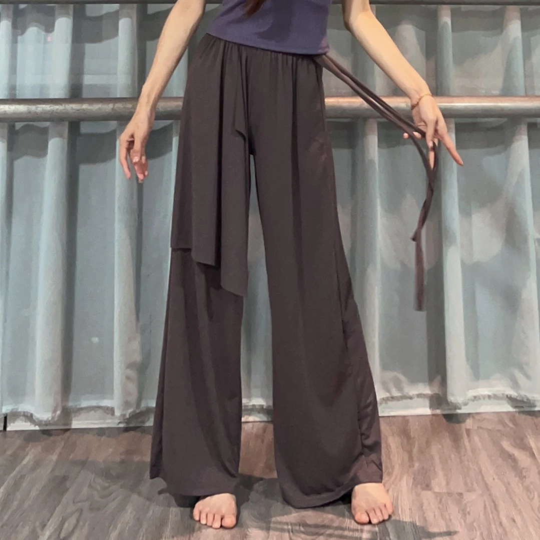 MuMu夏冰麻现代舞练功裤宽松直筒裤古典舞蹈瑜伽爵士艺考街穿长裤
