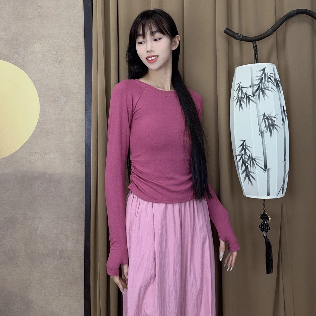 MuMu 练功形体服秋冬现代舞露背上衣女古典中国舞舞蹈服