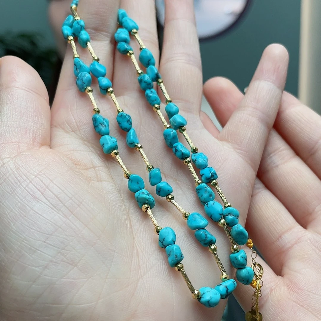 绿松石颈饰18K金镶嵌