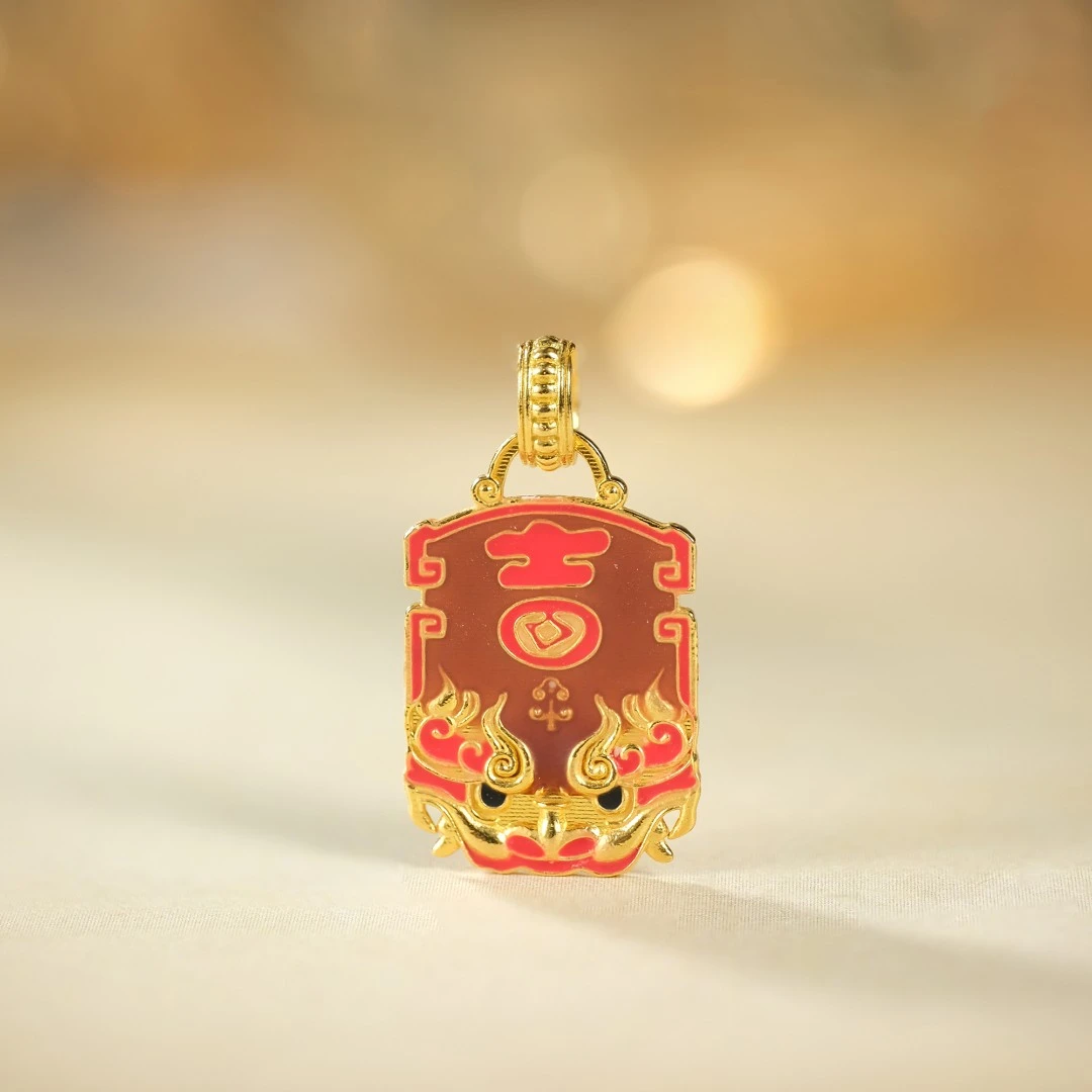 【嘉一珠宝】太太牌18k金吊坠厚金实心珐琅彩配色气质精致金首饰