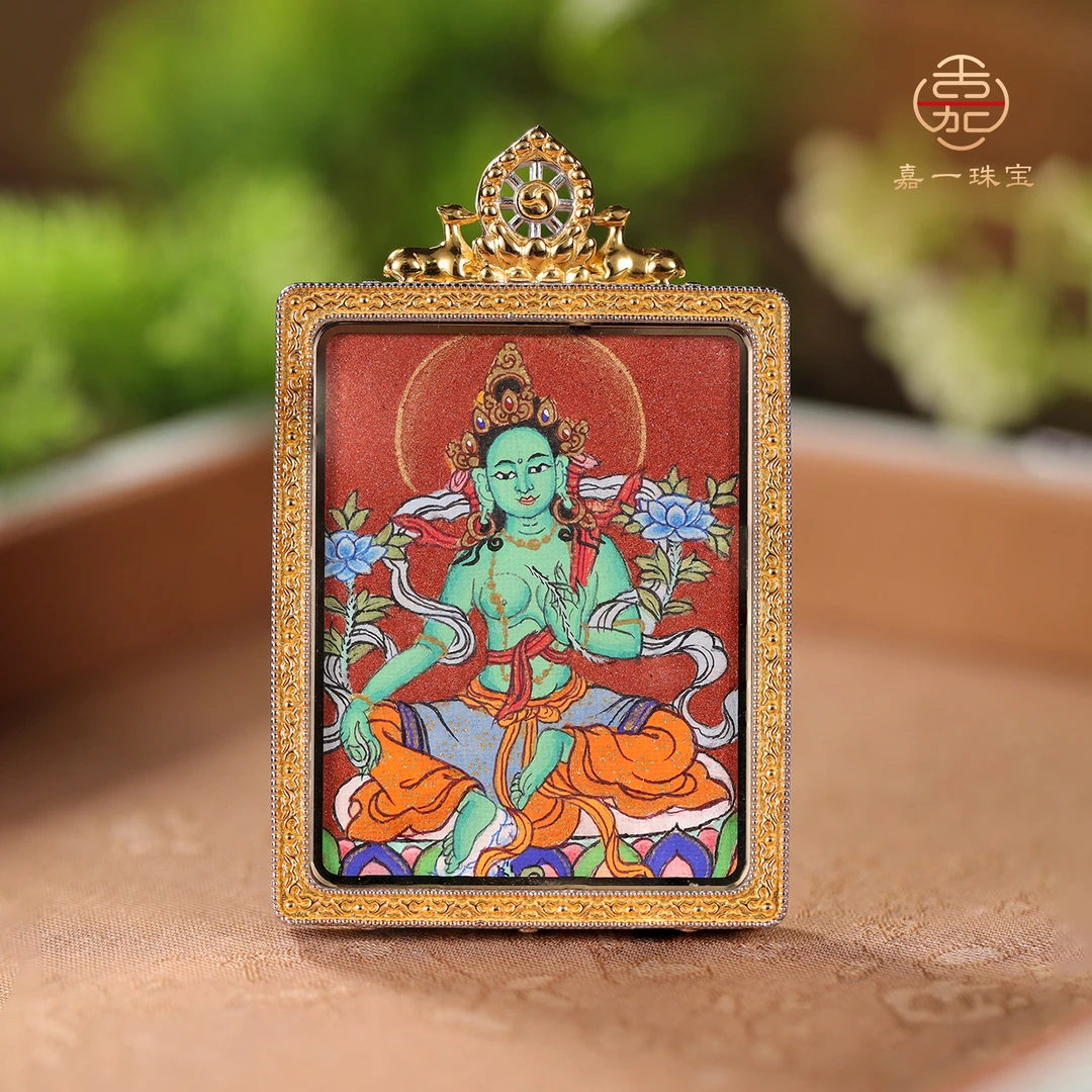 吊坠925银 【嘉一珠宝】妙法财宝绿度卡卡 AG5128