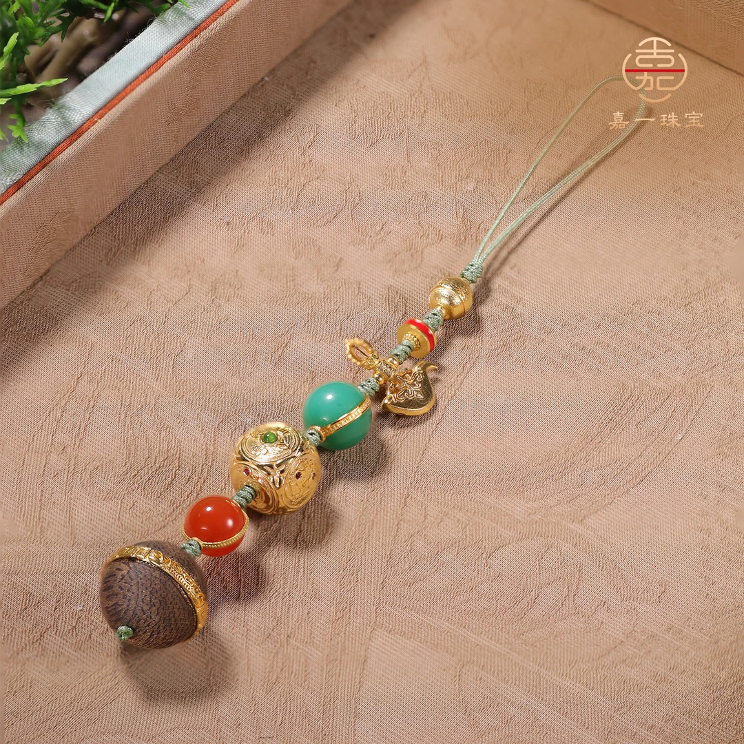 【嘉一珠宝】沉香18k金手机挂