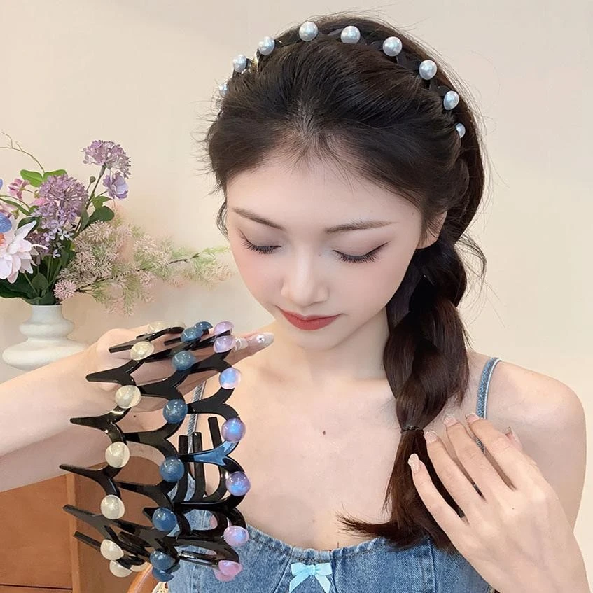 夏季外出百搭碎发珠珠波浪发箍简约舒适不嘞耳朵