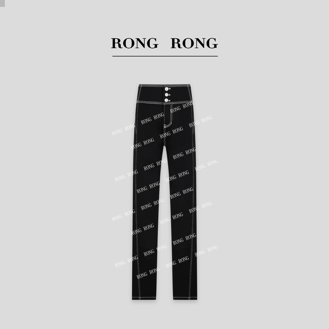 溶溶【压线超模裤】RONGRONG 高腰高弹修饰腿加绒牛仔裤 RR20243606