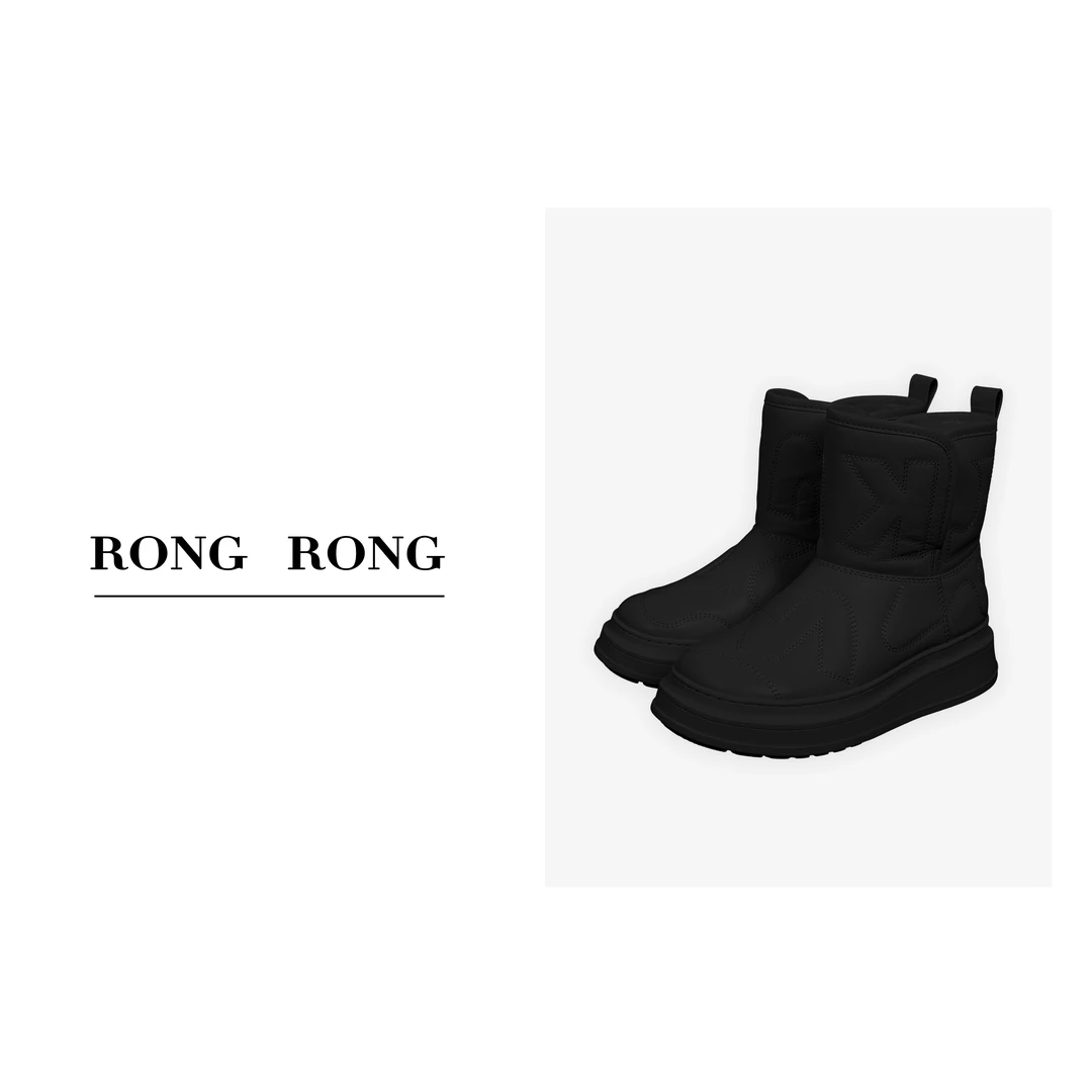 W RONGRONG溶溶 秋冬水染牛皮真皮内里羊毛保暖雪地靴Y2388-1 X00