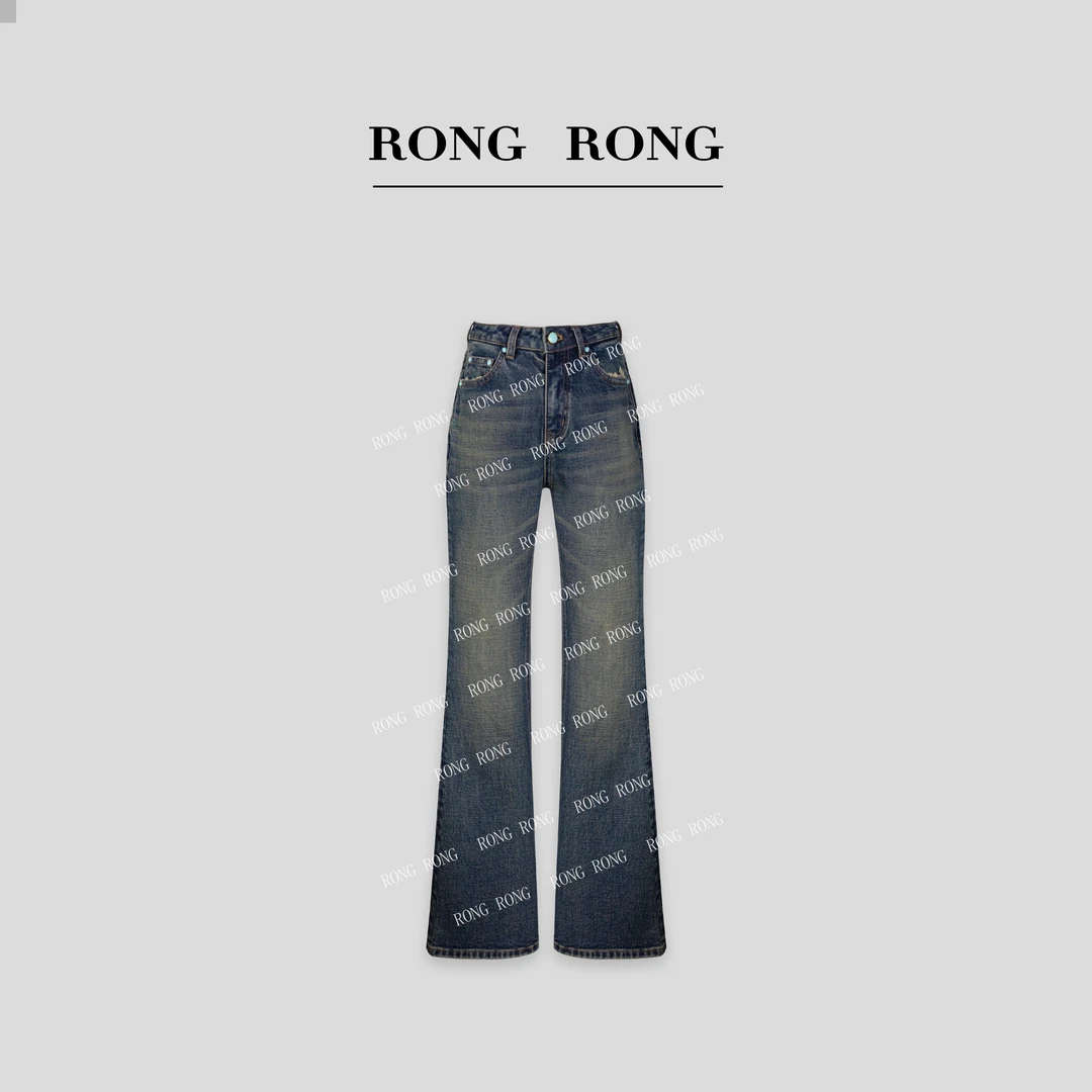 溶溶【寻觅蓝月】RONGRONG 莱卡棉修腿显瘦微喇牛仔裤LY012-1