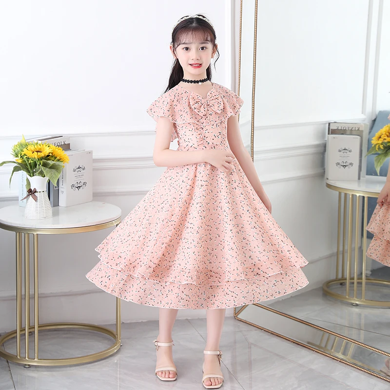 女童夏季连衣裙2025新款独特漂亮雪纺裙子小女孩夏天凉快碎花裙子
