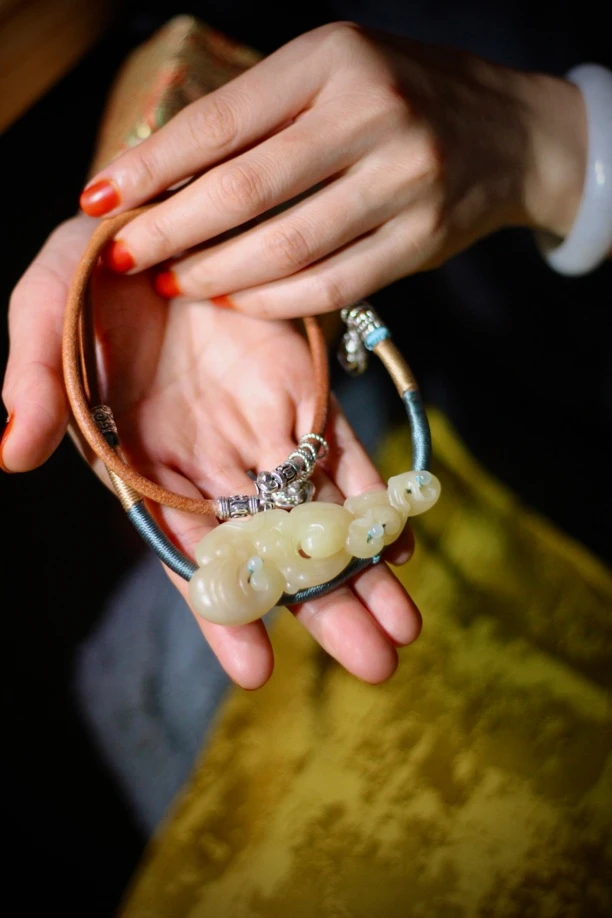 新疆和田玉黄口如意设计款祥云原创设计风格搭配禅意