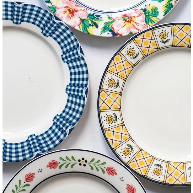 功夫道ins风法式餐盘网红甜点盘家用菜盘釉下彩西餐盘排盘早餐