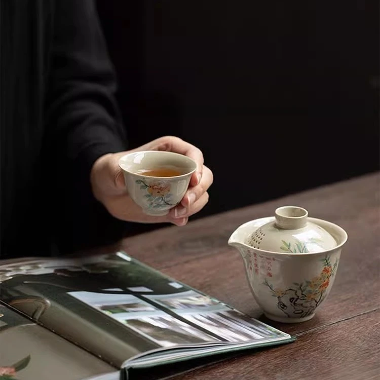 功夫道草木灰一壶三杯陶瓷功夫茶具便携户外旅行快客杯茶壶套装