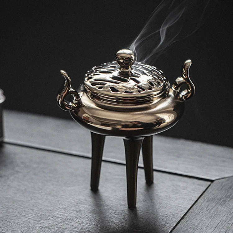 仿古三足鼎香炉陶瓷香薰塔香香粉家用摆件沉香炉盘香香座香插香器