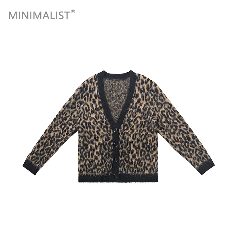 极限民《尚娴》秋冬豹纹毛衣时尚复古宽松慵懒风外套W4415N0414