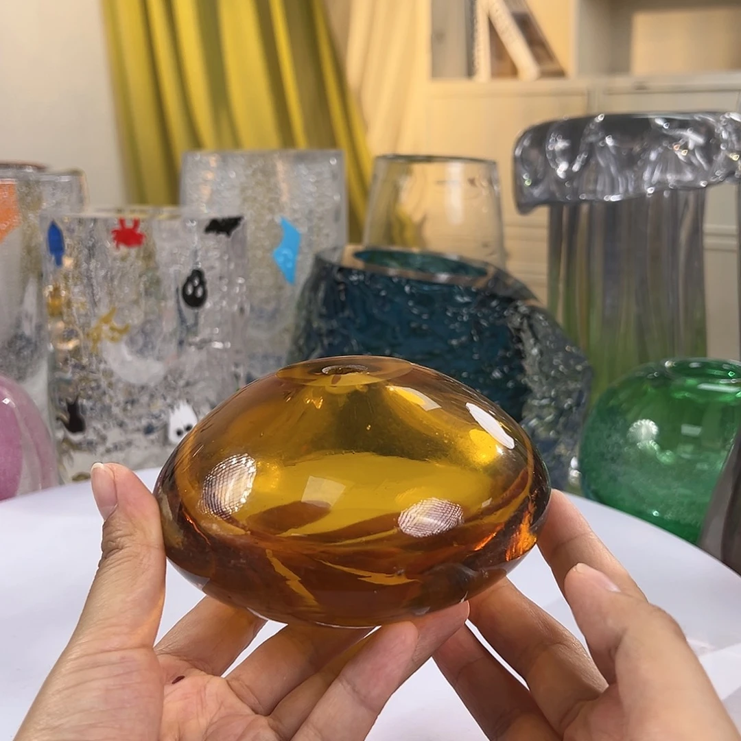 高7口2琥珀色琉璃花瓶