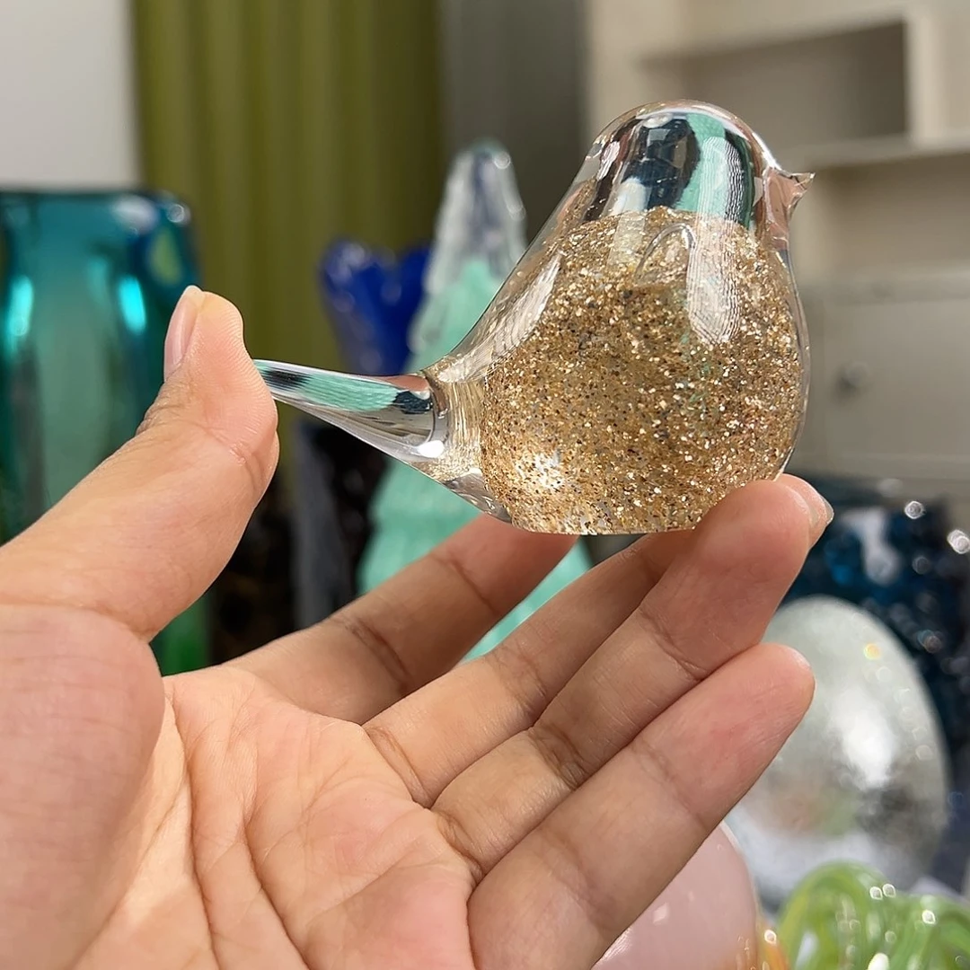 长7透明金星琉璃小鸟花器