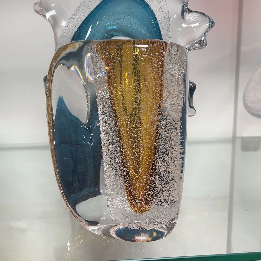 高16琥珀密集气泡琉璃花器