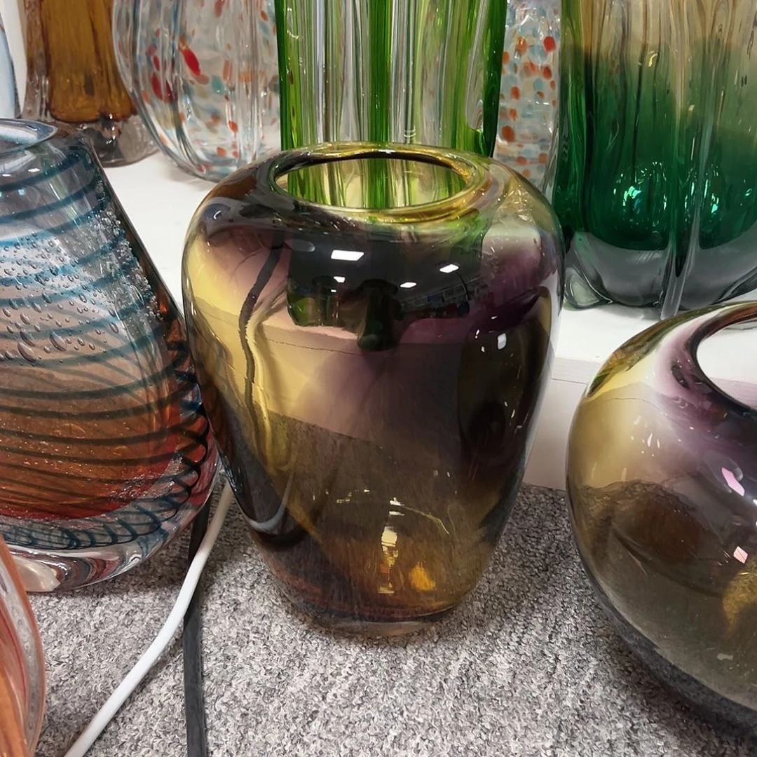 高23紫黄双拼琉璃花器