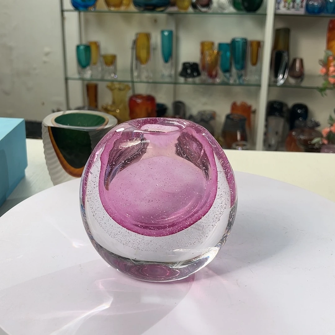 金红气泡小扁高度14微瑕花瓶