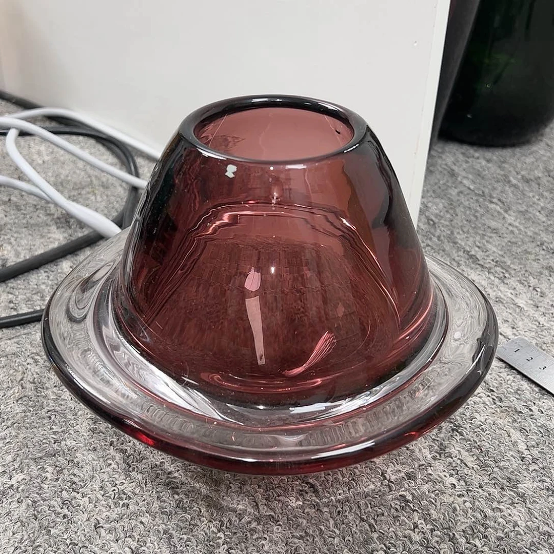紫色飞碟高17口7琉璃花器