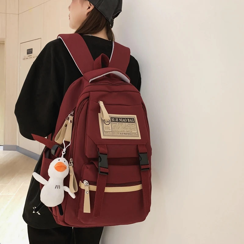 森系新款书包男初中高中生潮酷韩版大容量中学生大学生双肩包女