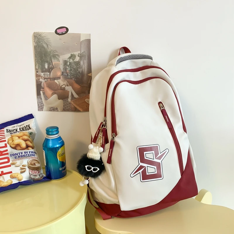 书包女高中大学生美式复古大容量背包韩版百搭学院风潮流双肩包男