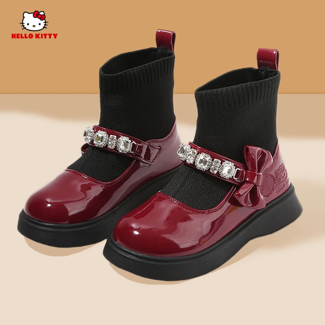 HELLOKITTY凯蒂猫女童洋气小短靴红色靴子新款公主鞋子儿童童鞋女