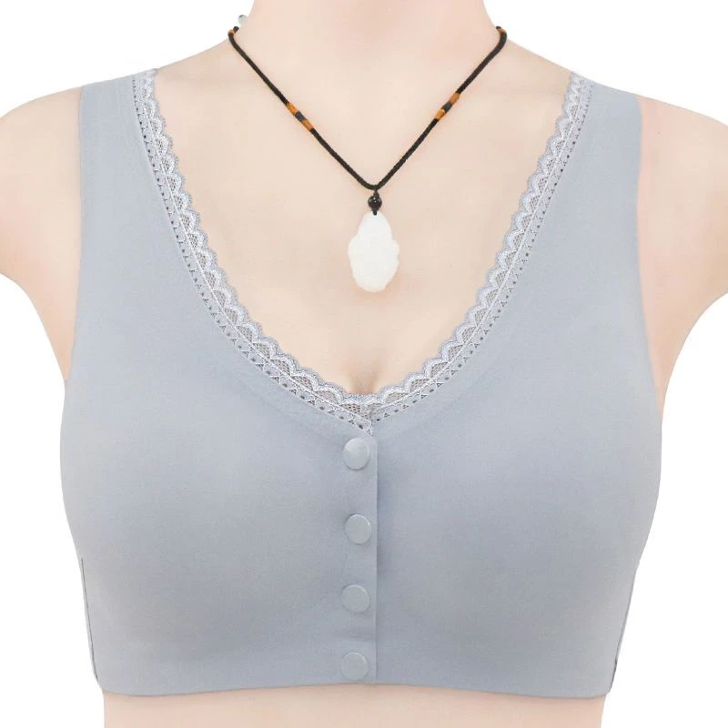 夏季无痕冰丝前扣大码妈妈文胸罩舒适薄款聚拢美背心中老年内衣女