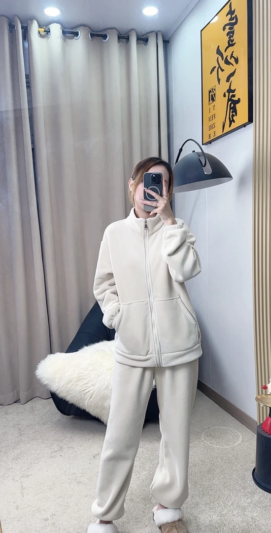 2024升级款海豚绒男女同款大口袋套装升级款二层加厚外穿家居服