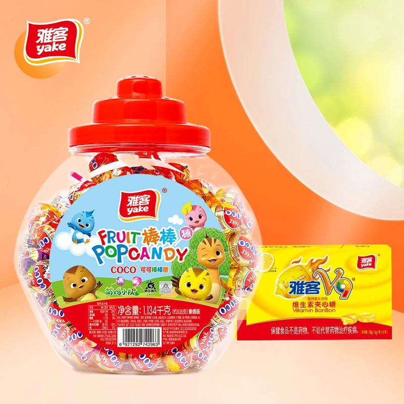 yake/雅客 COCO网红高颜值棒棒糖8090小时候零食糖果1134g/罐DPZB