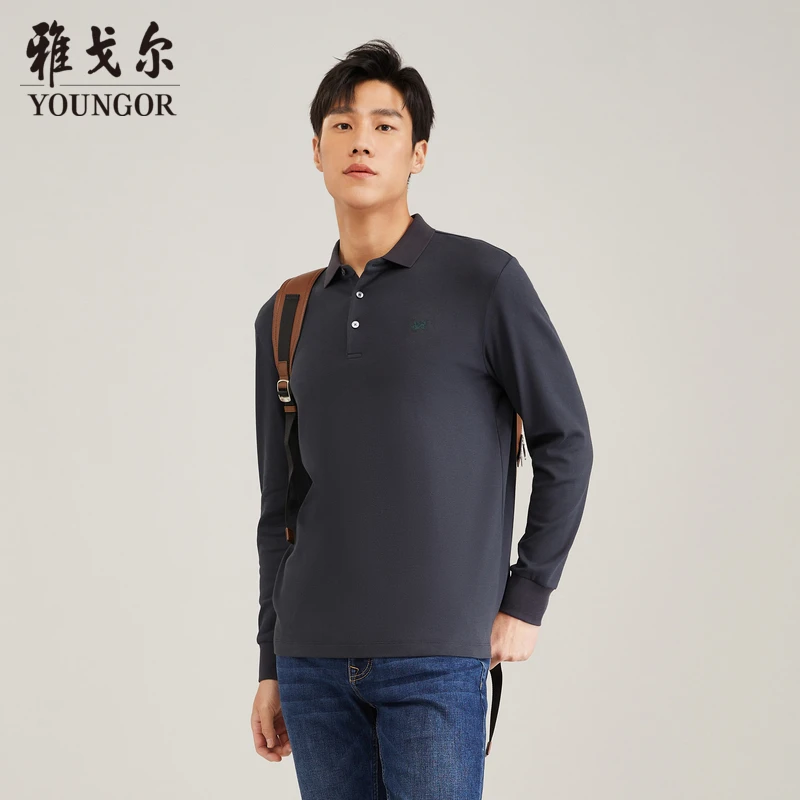 【莫代尔】雅戈尔2024年新款长袖商务休闲纯色T恤速干弹力男士针织
