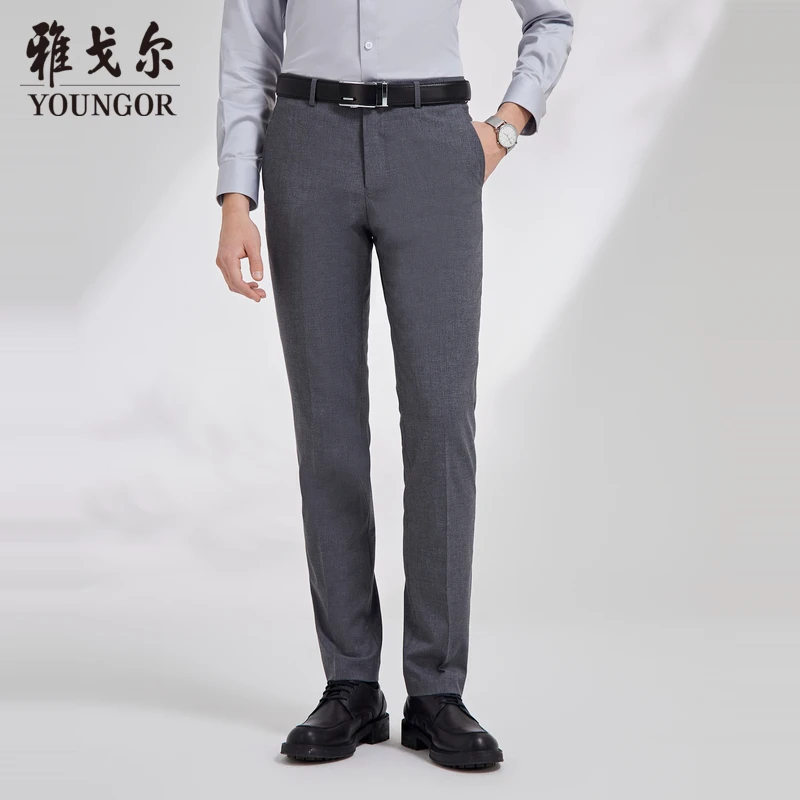 【绵羊毛】雅戈尔新款秋冬西装休闲裤男士舒适修身弹力直筒220216